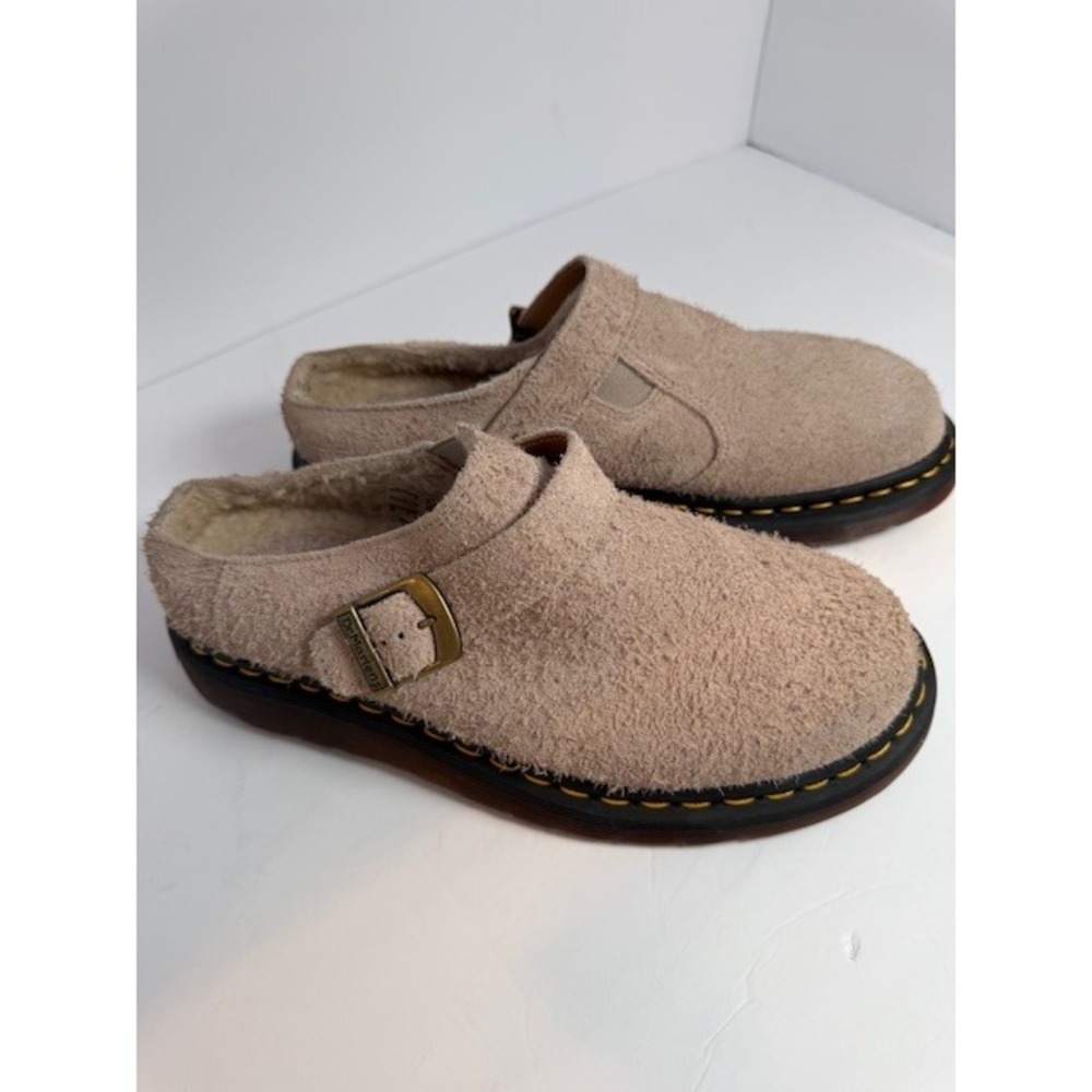 Dr. Martens  Light Tan Suede Slip-On Mule with Buckle - Picture 3 of 11
